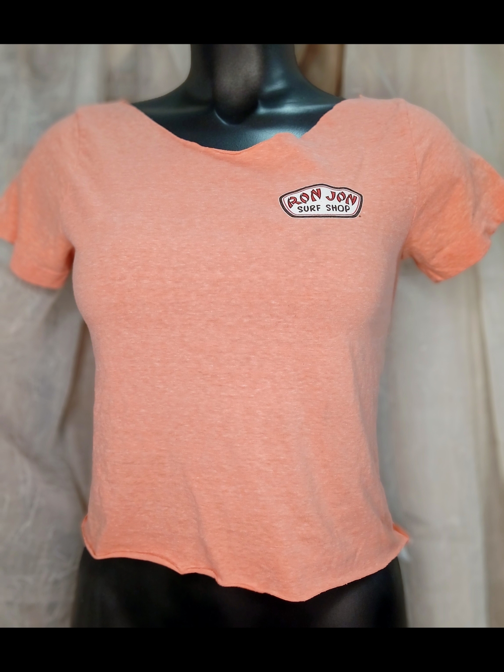 Ron Jon Peach Cropped Tee with Chest Logo